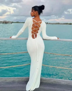 Rückenschnur Maxikleid Serenty