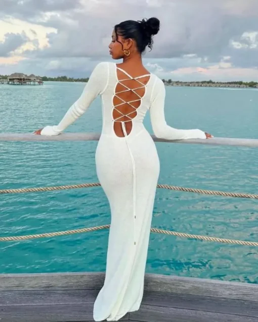 Rückenschnur Maxikleid Serenty