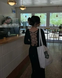 Rückenschnur Maxikleid Serenty