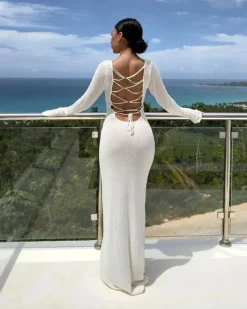 Rückenschnur Maxikleid Serenty
