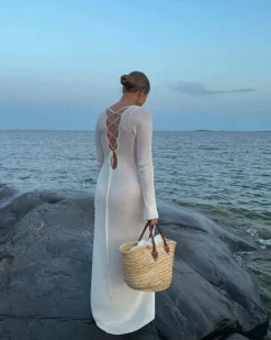 Rückenschnur Maxikleid Serenty