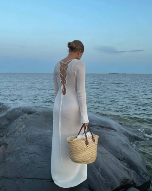 Rückenschnur Maxikleid Serenty