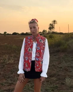 Retro Gilet Weste Pink Perin