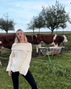 Schulterfreier Strickpullover Mina