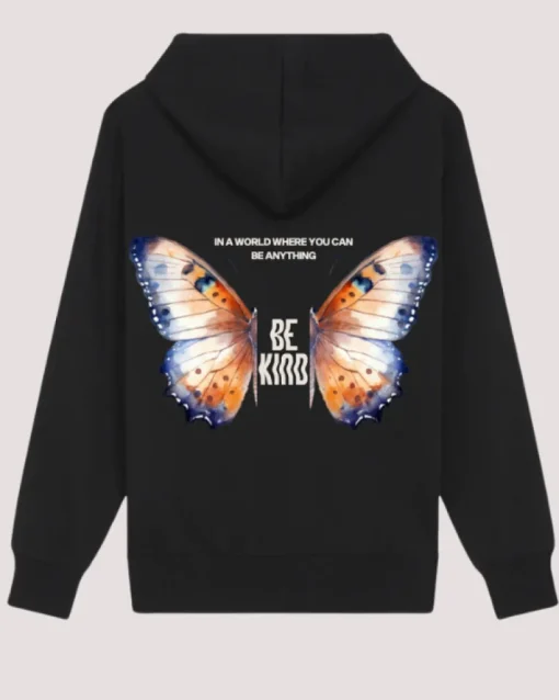 Schwarzer Hoodie Pullover Be Kind | Butterfly