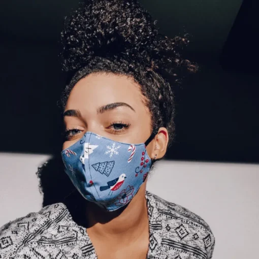 Seiden-Stoffmaske Blue Winter X-Mas