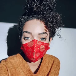 Seiden-Stoffmaske Red Golden Snowflake