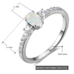 Silber Ring Sterling 925 Opal Shine