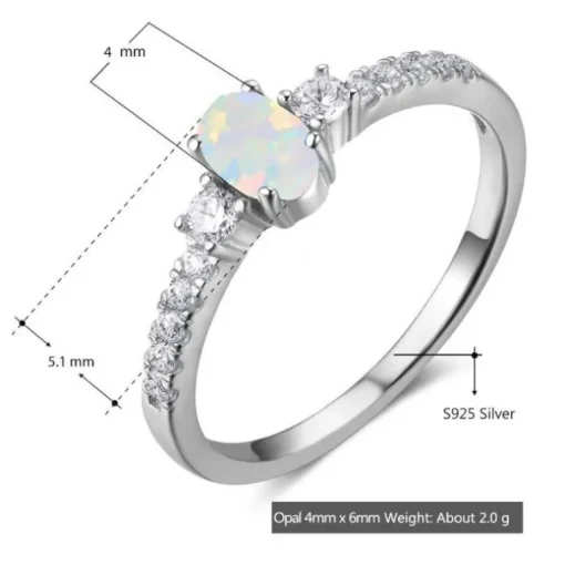 Silber Ring Sterling 925 Opal Shine
