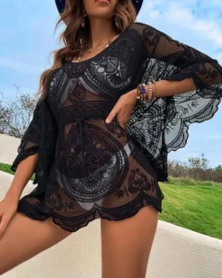 Spitzen Beach-Cover Up Shirt Gloria