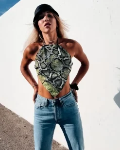 Spitzen Crop Top Snakeita