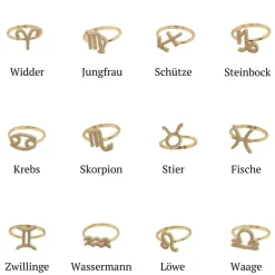 Sternzeichen Fingerring mit Zirkonia Steinen