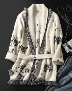 Strickjacke Cardigan White Planet