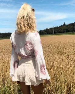 Weisse Om Wickel Bluse Ananda