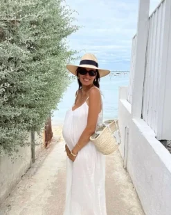 Weisses langes Rückenfreies Kleid Lizz