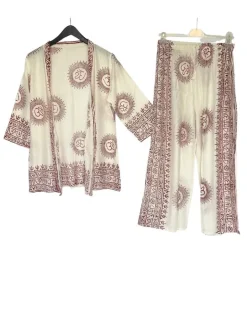 Weisses Om Set Hose & Kimono Samar