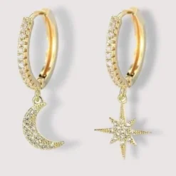 Zirkonia Ohrringe Moon & Stars