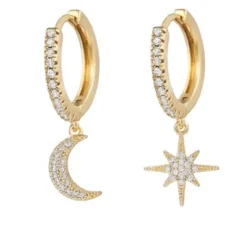 Zirkonia Ohrringe Moon & Stars